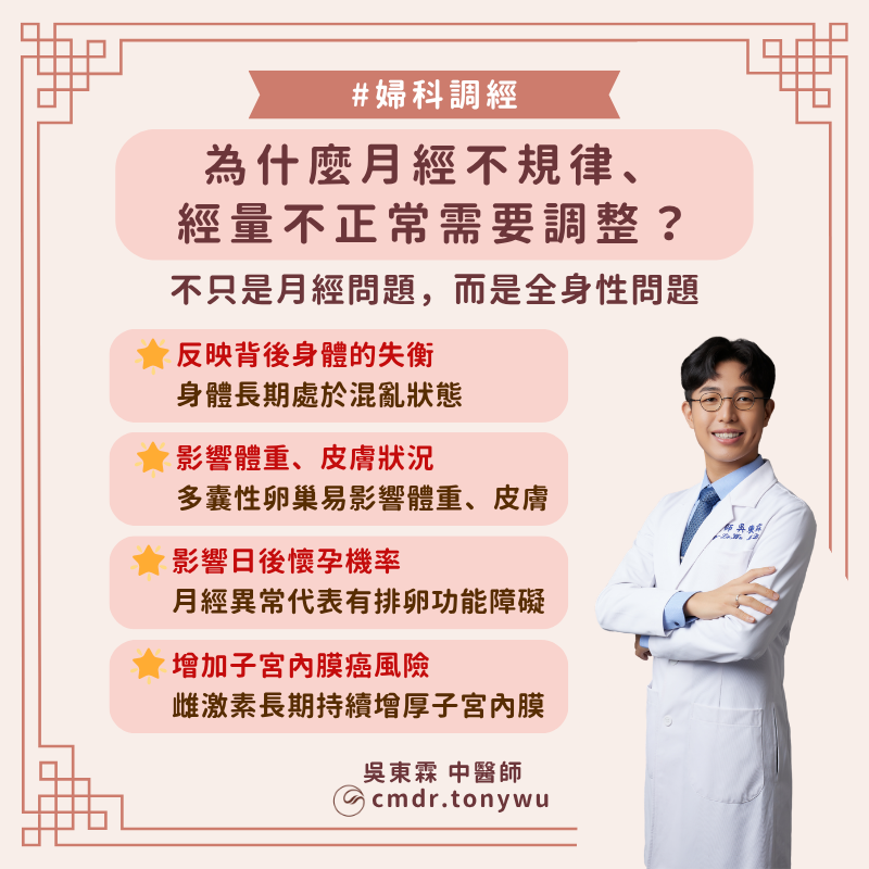 中醫文章婦科調經 - 為什麼月經不規律、經量不正常需要調整？
